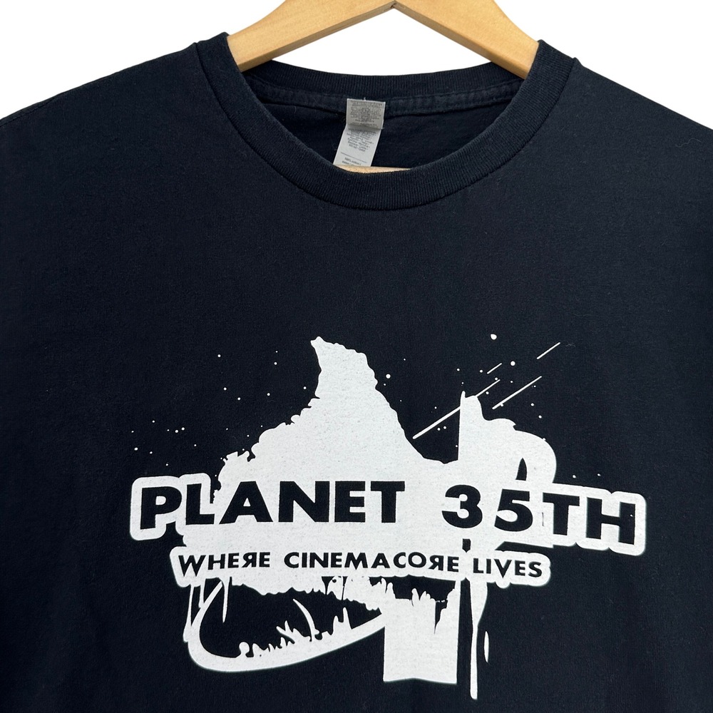Planet 35th Where Cinemacore Lives Black T-Shirt SZ L Posthardcore Screamo Punk